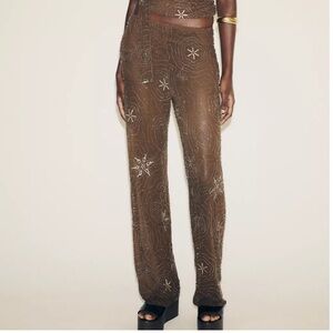 ZARA BEADED SEQUIN PANTS Size S NWT VIRAL SOLD OUT!